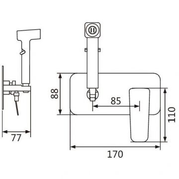 Гигиенический душ со смесителем Shevanik (Шеваник) , оружейная сталь, S9905T