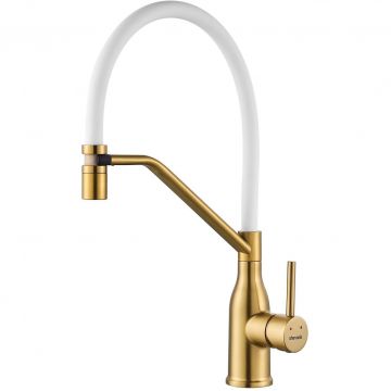 Смеситель для кухни с гибким изливом Shevanik (Шеваник) , золотой сатин, S343G-1