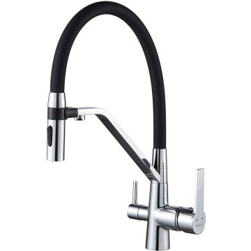 Смеситель для кухни с гибким изливом и подключением фильтра Shevanik (Шеваник) , хром, S278