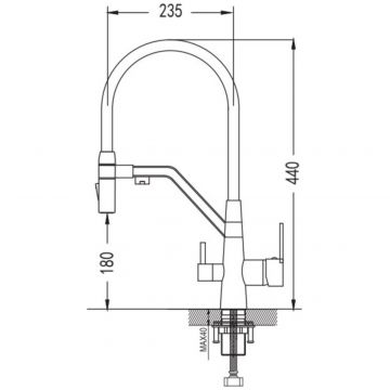 Смеситель для кухни с гибким изливом и подключением фильтра Shevanik (Шеваник) , хром, S278