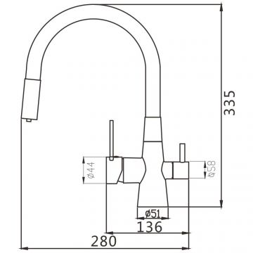 Смеситель для кухни с гибким изливом и подключением фильтра Shevanik (Шеваник) , белый, S668C