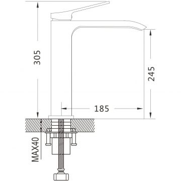 Смеситель для раковины высокий Shevanik (Шеваник) , оружейная сталь, S4011T