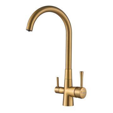 Смеситель для кухни с подключением фильтра Shevanik (Шеваник) S428G, золотой сатин