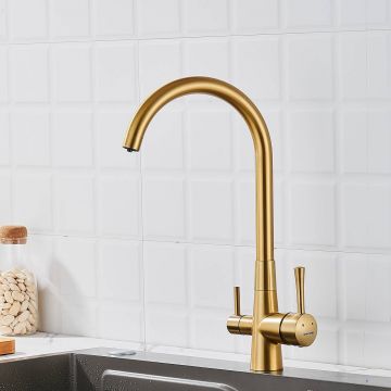 Смеситель для кухни с подключением фильтра Shevanik (Шеваник) S428G, золотой сатин