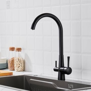 Смеситель для кухни с подключением фильтра Shevanik (Шеваник) S428H, черный