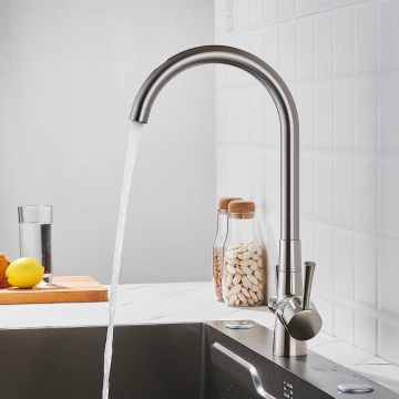 Смеситель для кухни с подключением фильтра Shevanik (Шеваник) S428L, сатин