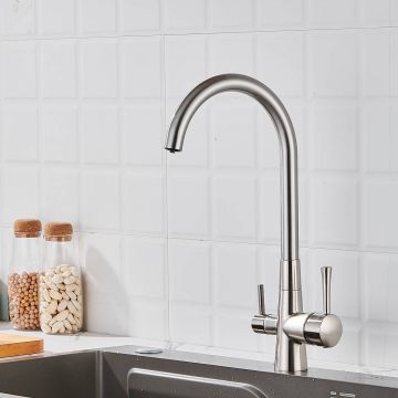 Смеситель для кухни с подключением фильтра Shevanik (Шеваник) S428L, сатин