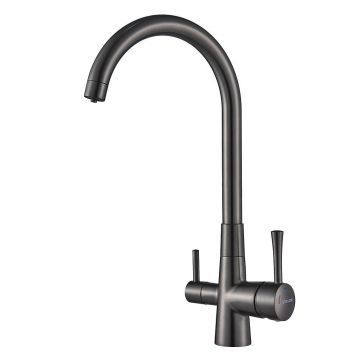 Смеситель для кухни с подключением фильтра Shevanik (Шеваник) S428T, оружейная сталь