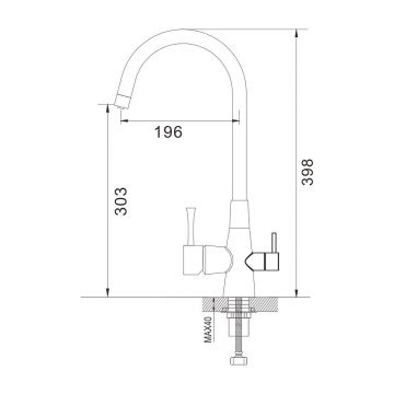 Смеситель для кухни с подключением фильтра Shevanik (Шеваник) S428T, оружейная сталь