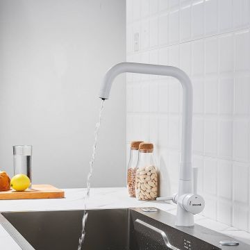 Смеситель для кухни с подключением фильтра Shevanik (Шеваник) S528C, белый