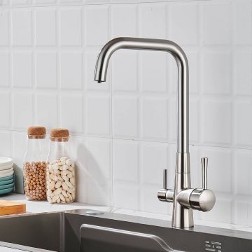 Смеситель для кухни с подключением фильтра Shevanik (Шеваник) S528L, сатин