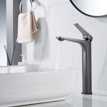 Смеситель для раковины высокий Shevanik (Шеваник) S4211T, оружейная сталь