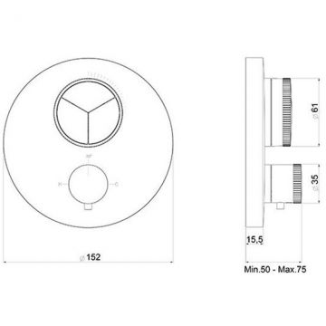 Смеситель Almar (Алмар) Core для душа, термостатический, на 3 потребителя, цвет: никель брашированный E176633.NB