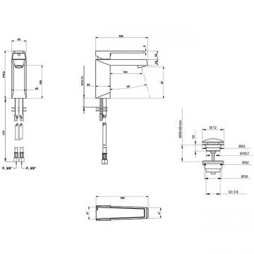 Смеситель Bongio (Бонгио) Stelth для раковины, 1 отверстие, цвет: золото 01521OR00