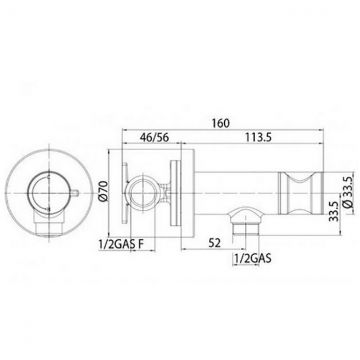 Комплект гигиенический Bossini (Боссини) Paloma: прогрессивный смеситель, лейка с клапаном подачи воды, шланг 1250 мм, золото E37005B.021