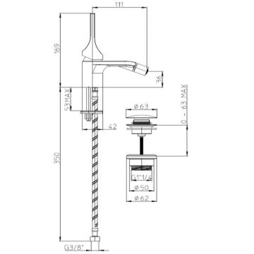 Смеситель Bossini (Боссини) Apice для биде на 1 отверстие, однорычажный, с донным клапаном, цвет: черный матовый E89601.073