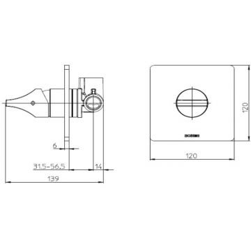 Смеситель Bossini (Боссини) Apice для душа, встраиваемый, цвет: черный матовый Z00504.073