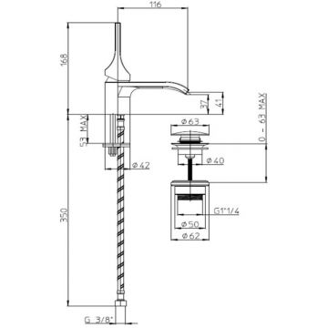 Смеситель Bossini (Боссини) Apice для раковины на 1 отверстие, однорычажный, с донным клапаном, цвет: черный матовый E89600.073