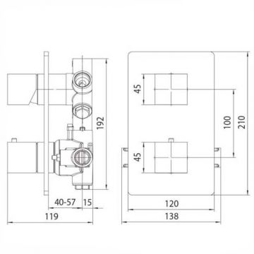 Термостат Bossini (Боссини) Cube для душа, встраиваемый, с девиатором 1/2/3/4/5, цвет: черный матовый Z00061.073