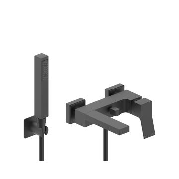 Смеситель для ванны Bossini (Боссини) AKI лейка Cube керамический картридж шланг 125 см Z00726.073 черный матовый