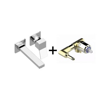 Комплект Bossini (Боссини) TEO Смеситель для раковины настенный встраиваемый с изливом 18.5 см плюс Встраиваемая часть однорычажного смесителя Z00731.030 и Z00801 хром