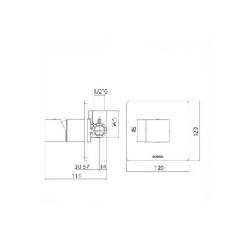 Комплект Bossini (Боссини) CUBE Смеситель для душа на 1 выход Встраиваемая часть смесителя с девиатором 1 направления 1/2 дюйма Z00064.030 и Z00007 хром