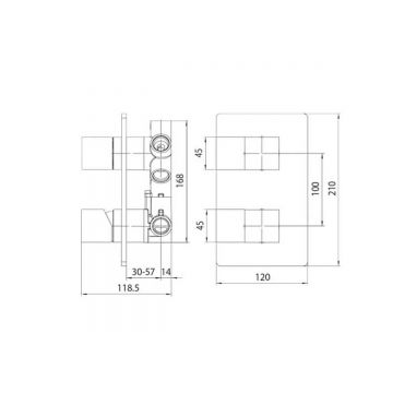 Смеситель для душа Bossini CUBE встраиваемый (внешняя часть) с девиатором Z00062.030 хром