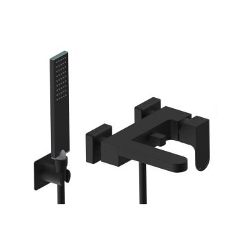 Смеситель для ванны Bossini (Боссини) GILLO с ручным душем керамический картридж шланг из латуни 125 см Z00728.073 черный матовый