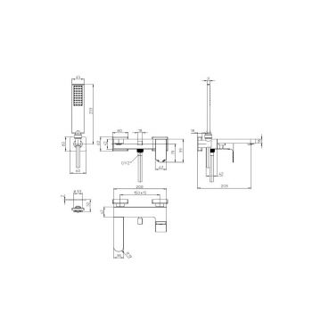 Смеситель для ванны Bossini (Боссини) GILLO с ручным душем керамический картридж шланг из латуни 125 см Z00727.030 хром