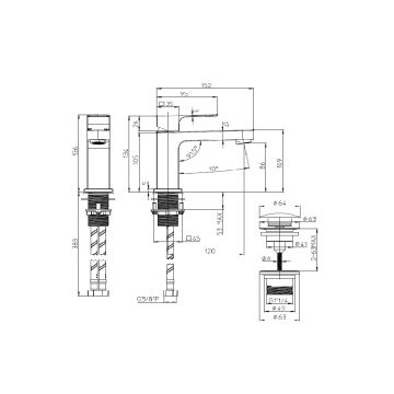 Смеситель для раковины Bossini (Боссини) GILLO с донным клапаном 1 1/4 дюйма клик-кляк керамический картридж Z00704.073 черный матовый