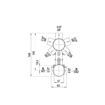 Комплект Bossini (Боссини) CUBE Смеситель для душа встраиваемый внешняя часть Универсальная встроенная часть для механического смесителя на 2-5 источников Z00062.030 и Z00130 хром