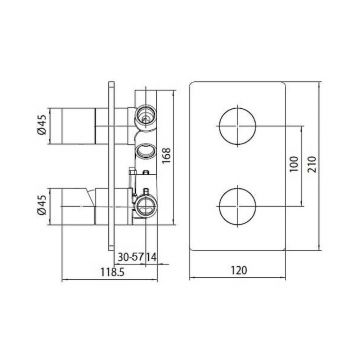 Комплект Bossini (Боссини) CUBE Смеситель для душа встраиваемый внешняя часть хром Универсальная встроенная часть для механического смесителя на 2-5 источников Z00004.030 и Z00130 хром
