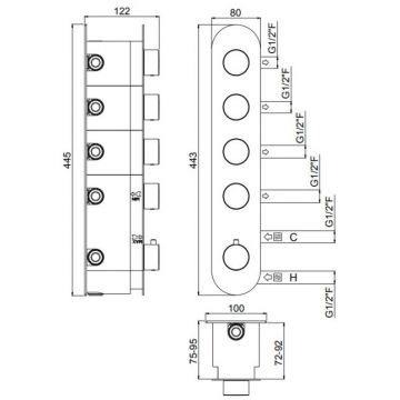 Смеситель Carimali (Каримали) ilTondo для душа, встраиваемый, термостатический, цвет: хром 21047EST/A-CR