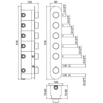 Смеситель Carimali (Каримали) ilTondo для душа, встраиваемый, термостатический, цвет: хром 21057EST/A-CR
