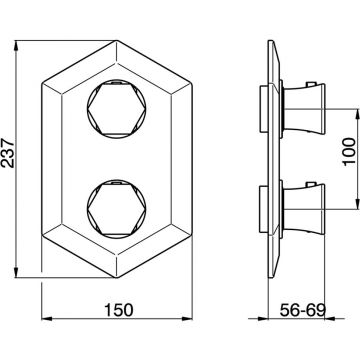 Смеситель Cisal (Кисал) Cherie встраиваемый термостатический с переключателем на 2 положения, цвет: золото CE01910024