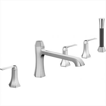 Смеситель Cisal (Кисал) Cherie на борт ванны на 5 отверстий, излив 210 мм, цвет: хром/черный матовый CF0002606T