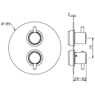 Смеситель Cisal (Кисал) Less New для душа, встраиваемый, термостатический, с переключателем на 3 положения, внешняя часть, цвет: хром LN01820021
