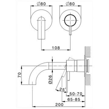 Смеситель Cisal (Кисал) Less New для раковины, встраиваемый, излив: 20 см., цвет: хром LN00551D21