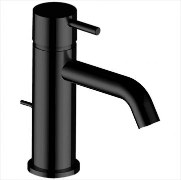 Смеситель Cisal (Кисал) Less New однорычажный для раковины на 1 отверстие с донным клапаном, цвет: черный матовый LN00051040