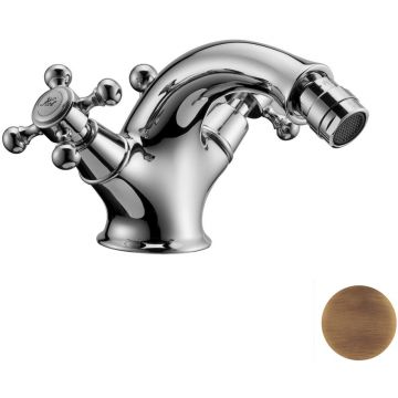 Смеситель Cisal (Кисал) Victorian двухвентильный для биде на 1 отверстие с донным клапаном, цвет: бронза VT00055027