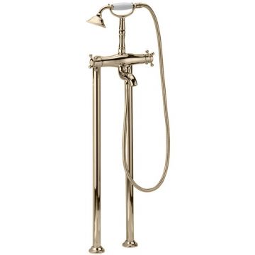 Смеситель Cisal (Кисал) Victorian для ванны, напольный, с ручным душе, цвет: никель матовый VTT390102A