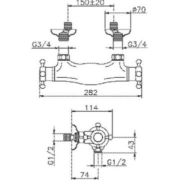 Смеситель Cisal (Кисал) Victorian для душа, термостатический, настенный, цвет: никель матовый VTT010102A