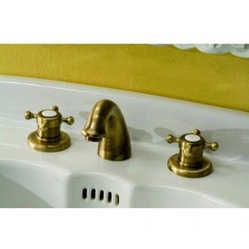 Смеситель Cisal (Кисал) Victorian термостатический для раковины на 3 отверстия с донным клапаном, цвет: бронза VTT7101027