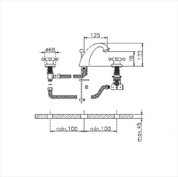 Смеситель Cisal (Кисал) Victorian термостатический для раковины на 3 отверстия с донным клапаном, цвет: хром VTT7101021