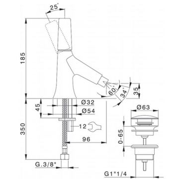 Смеситель Cisal (Кисал) Vita однорычажный для биде 1 отверстие с донным клапаном, цвет: хром VI00055421