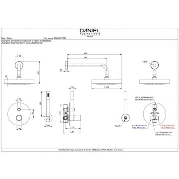 Душевой комплект Daniel (Дэниел) Trilogy, на 2 потребителя, с круглым верхним душем 22,5 см и кронштейном 30 см, цвет хром TR615ZL8322-CR