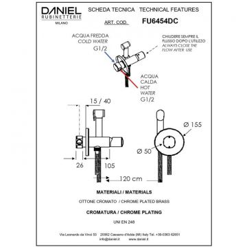 Смеситель для биде Daniel Fusion, цвет графит FU6454DC-GO