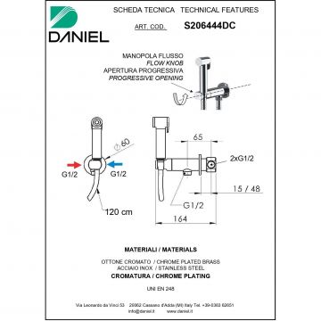 Комплект гигиенического душа Daniel (Дэниел) Suvi, с прогрессивным картриджем, розовое золото, S206444DC-PG