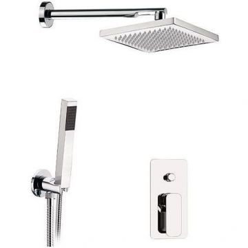 Душевой комплект Daniel (Дэниел) Tiara, на 2 потребителя, с кронштейном 30 см и квадратным верхним душем 20х20 см, золото, TA615ZOL-DO