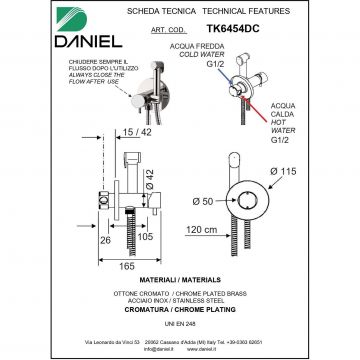 Гигиенический душ Daniel (Дэниел) Tokyo, со смесителем на хол./гор. воду, черный матовый, TX6454DC-15
